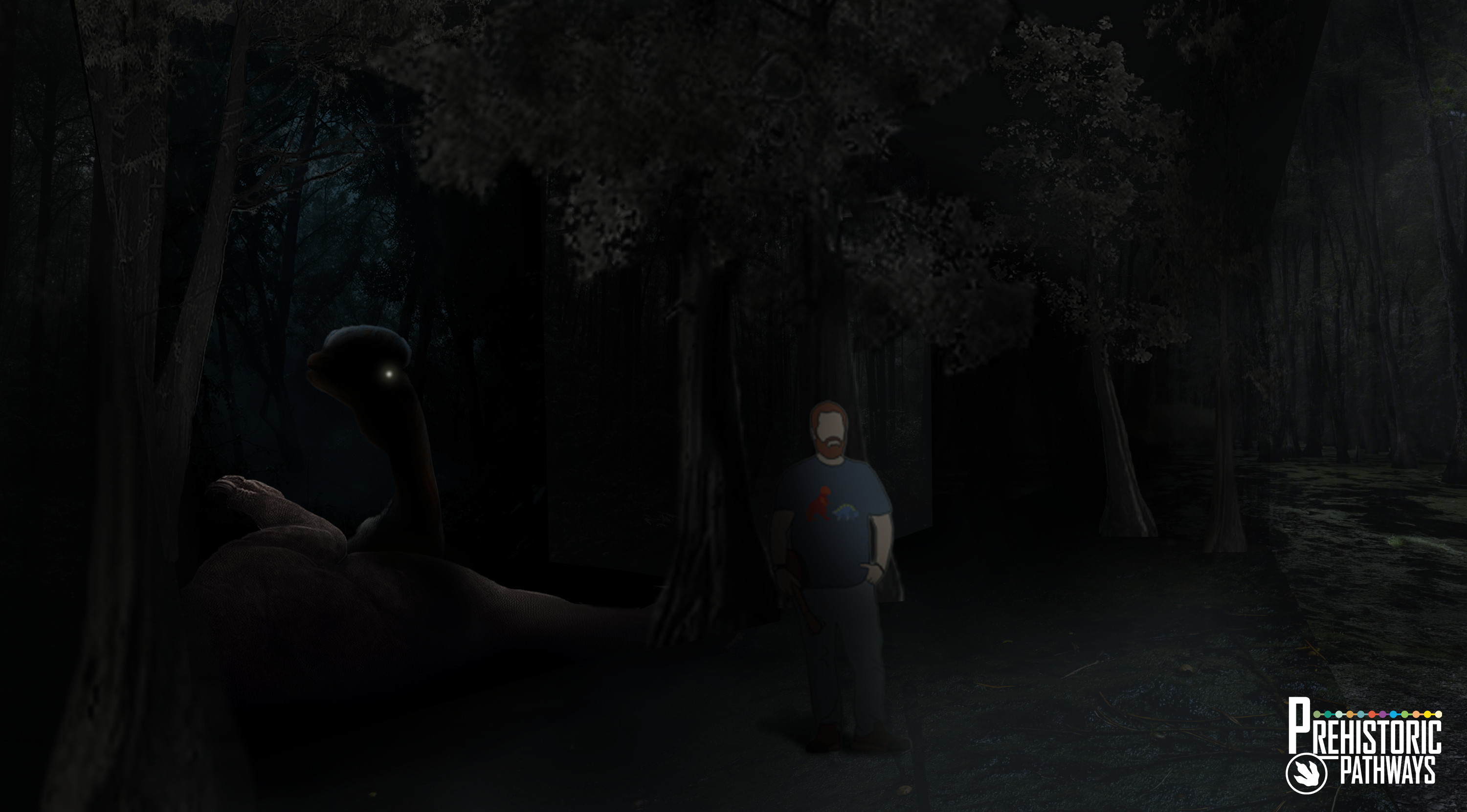 Jurassic night forest render